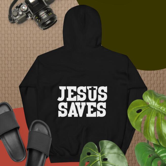 Jesus Saves Mens European And American Printed Hoodie