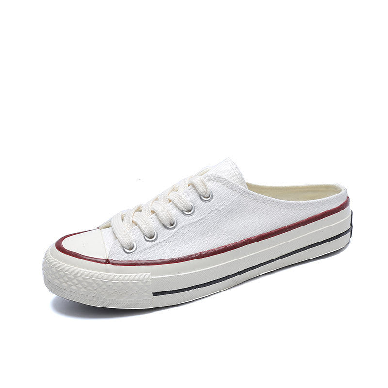 Retro Half-trail Canvas Shoes Schoolgirl Trendy Slip-on